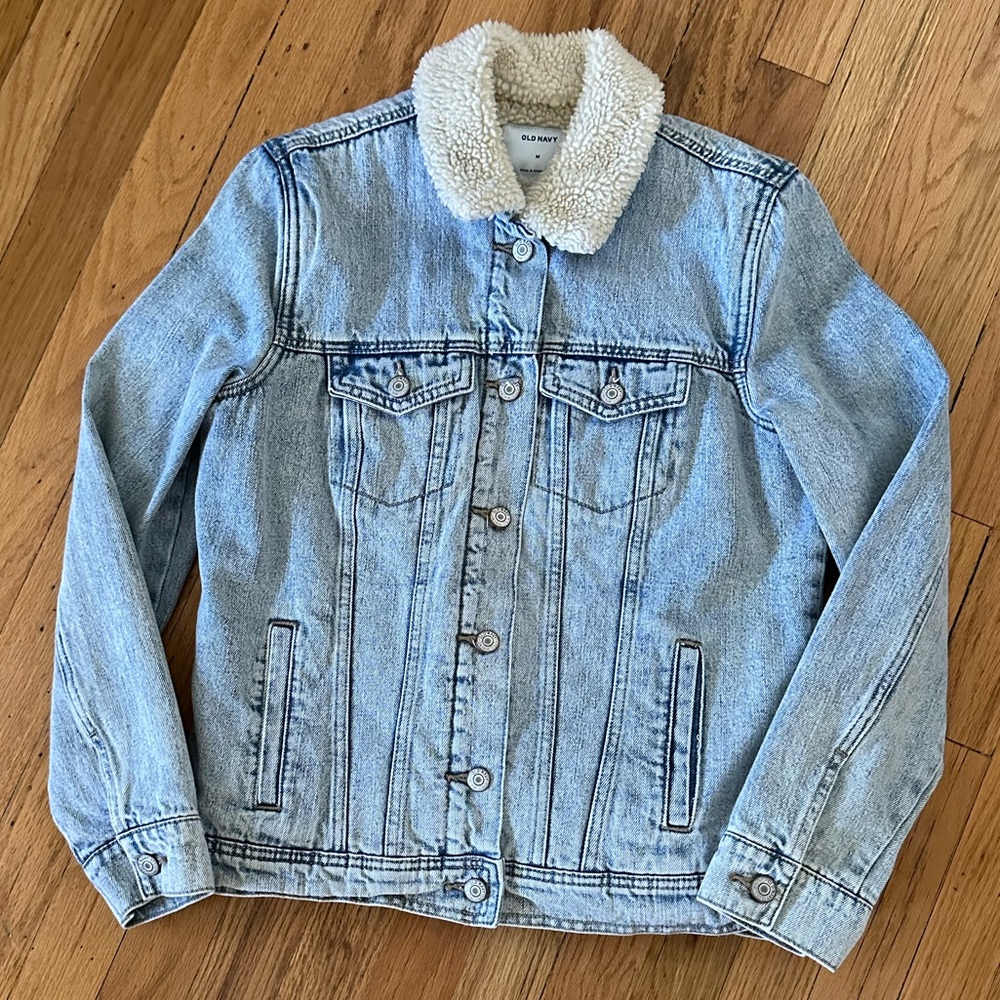 Old Navy Denim Sherpa-Lined Womens Jacket
